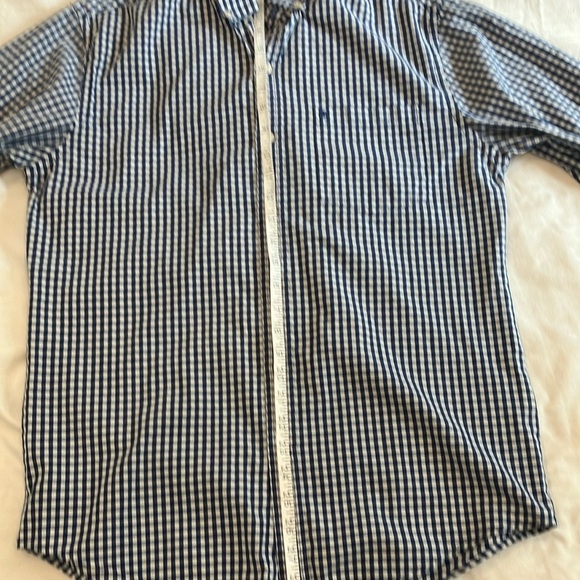 Men’s size small IZOD checkered blue & white Gingham Casual Button Down Shirt - Picture 16 of 16